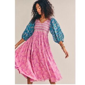 LoveShackFancy Pink and Blue Analia Dress